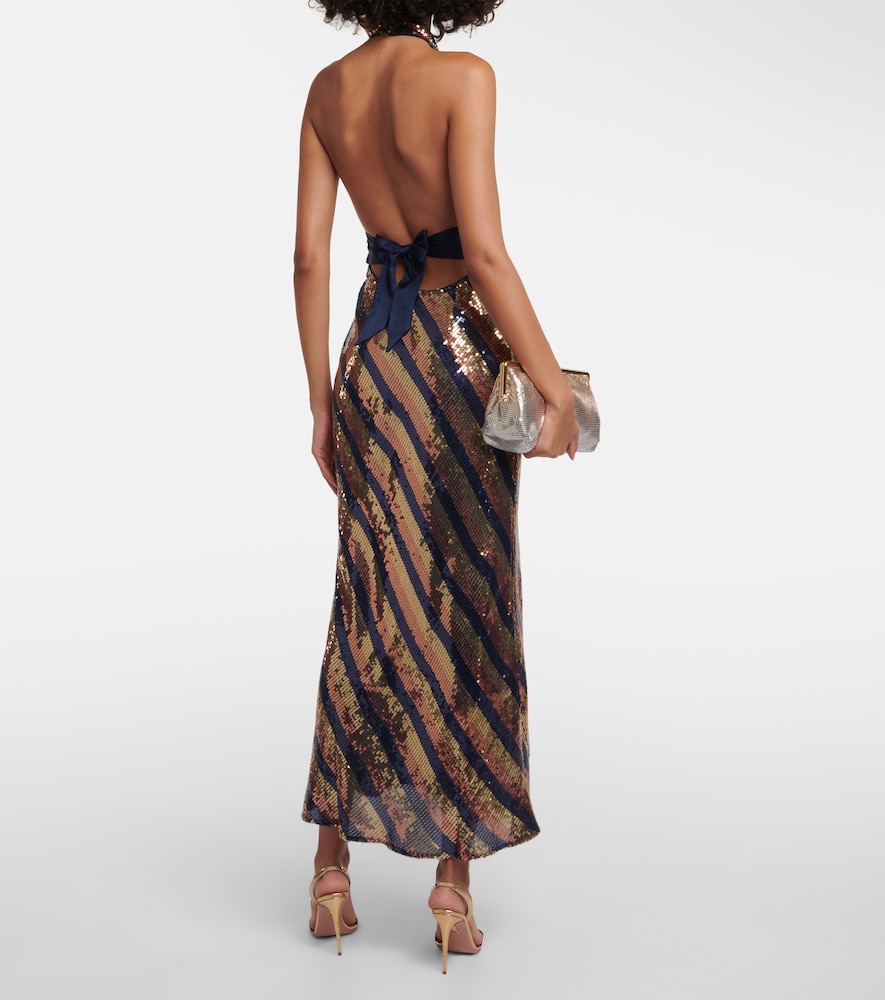  Rixo Rixo Sequined Halterneck Open-back Gown 