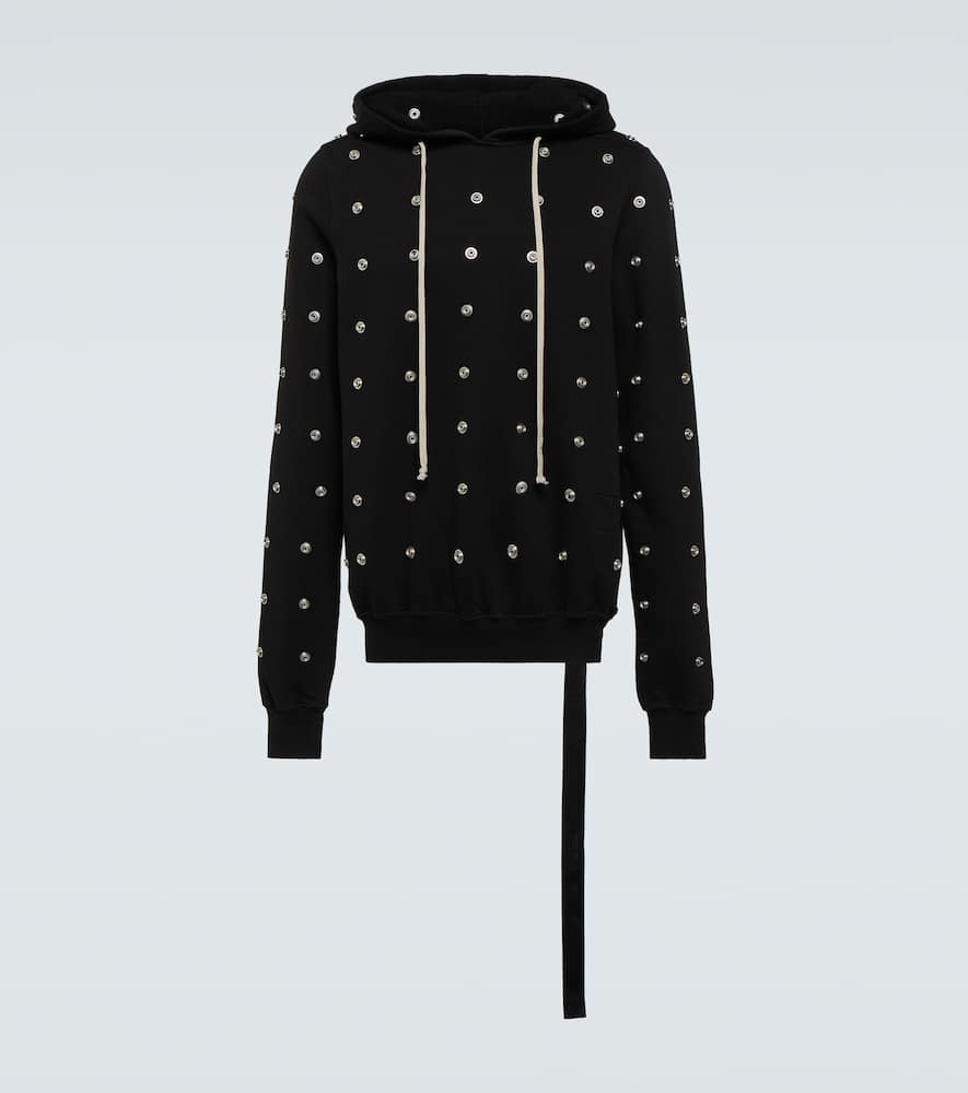 RICK OWENS DRKSHDW GRANBURY STUDDED COTTON JERSEY HOODIE