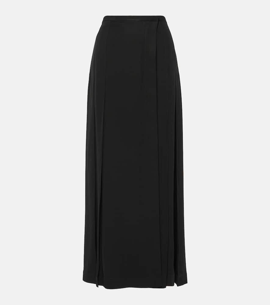 Totême Long Black Wrap Skirt In Viscose Woman In Black