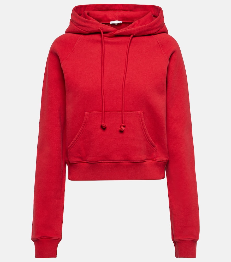 Shop The Row Timmi Cropped Cotton-blend Jersey Hoodie In Red