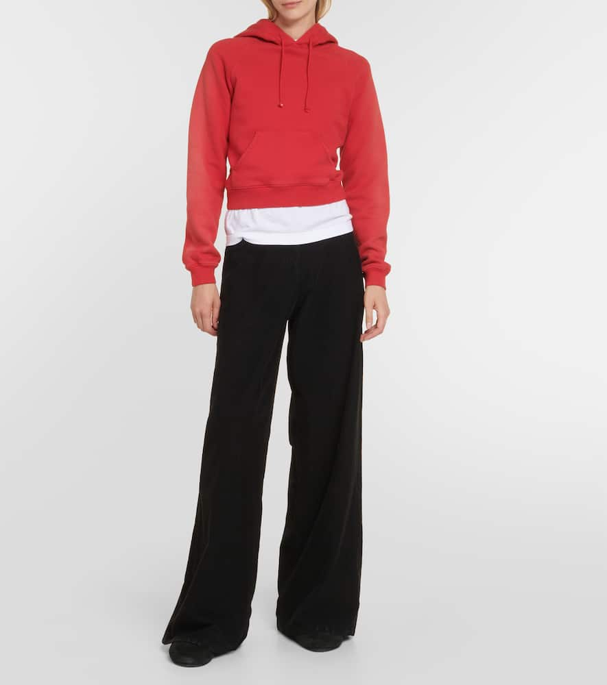 Shop The Row Timmi Cropped Cotton-blend Jersey Hoodie In Red