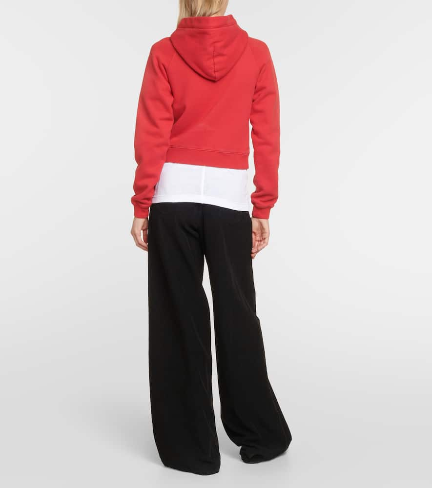 Shop The Row Timmi Cropped Cotton-blend Jersey Hoodie In Red