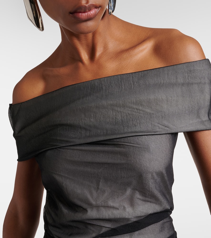 Shop Proenza Schouler Allegra Ruched Off-shoulder Top In Black