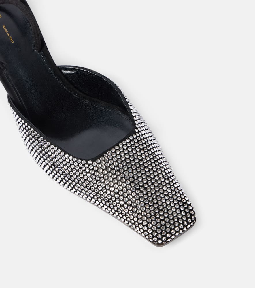 Khaite Roosevelt Crystal-embellished Leather Slingback Pumps In Schwarz