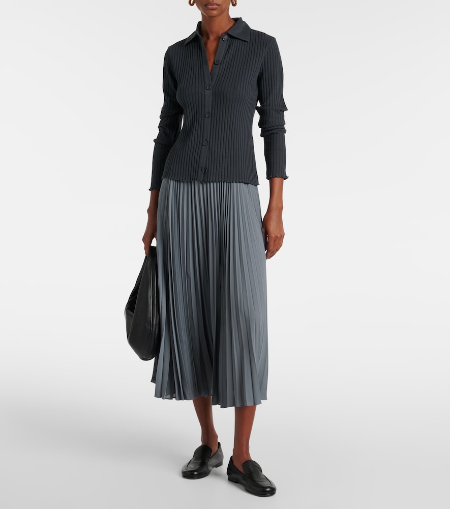  Vince Vince Ribbed-knit Cotton-blend Polo Pullover 