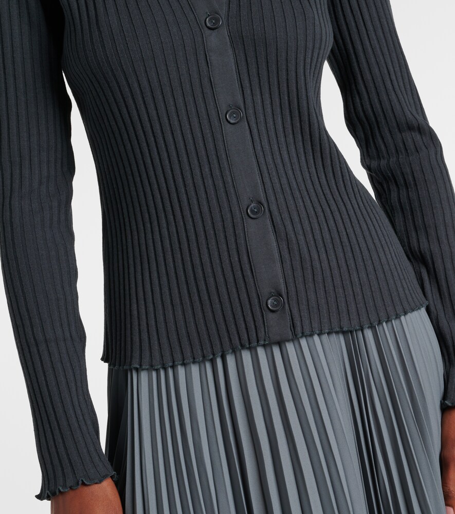  Vince Vince Ribbed-knit Cotton-blend Polo Pullover 