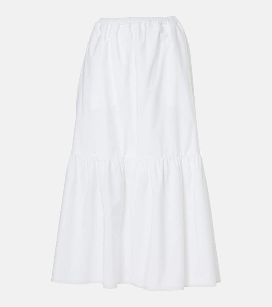 Shop Patou Tiered Cotton Maxi Skirt In White