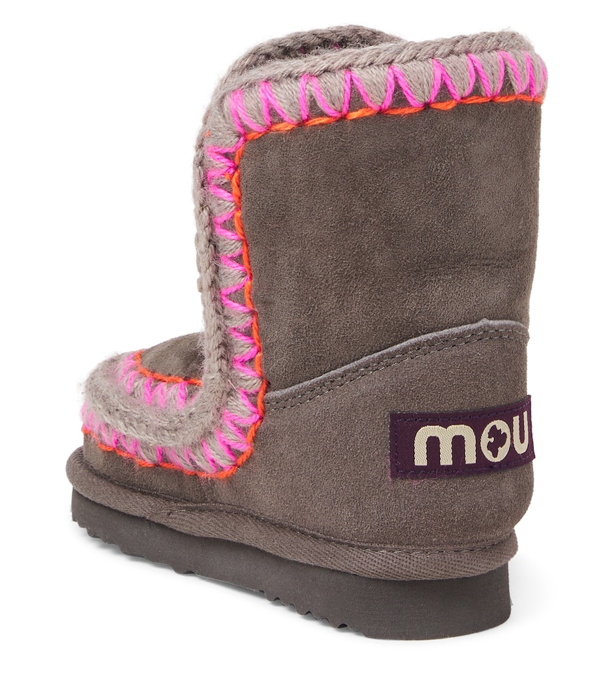  Mou Kids Mou Kids Embroidered Shearling-lined Suede Boots 