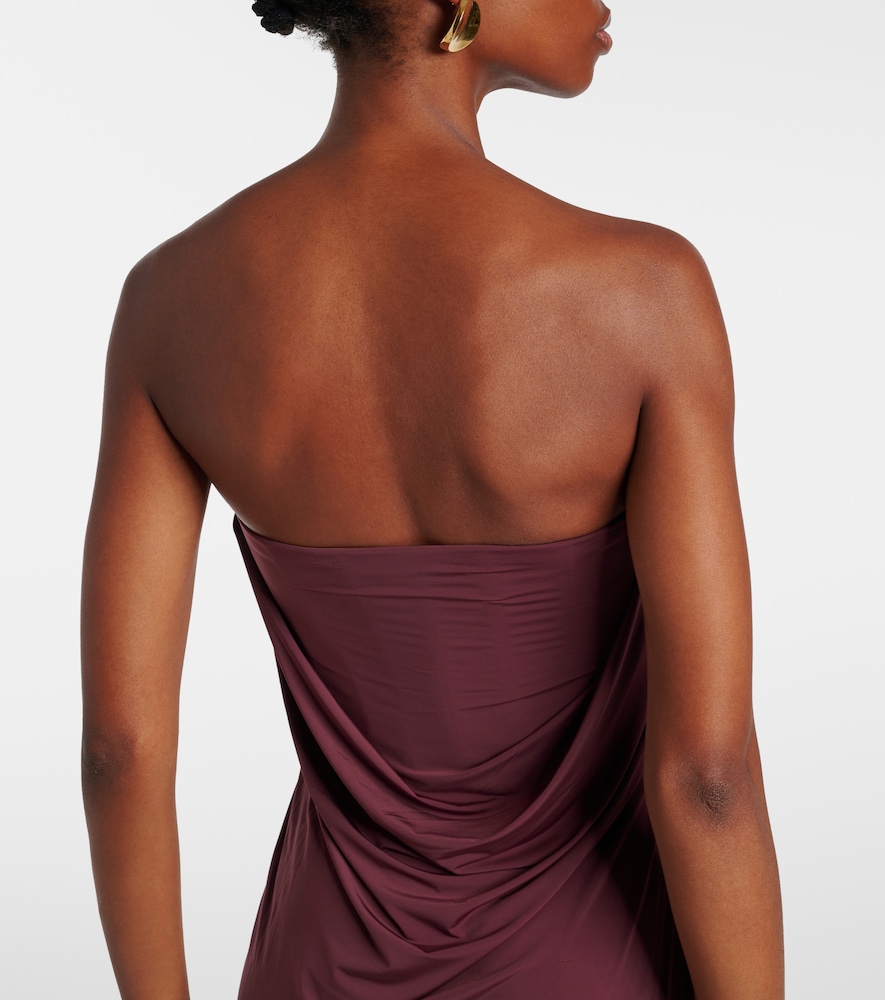 burgundy backless maxi dress Skyler Gown - Strapless Draped Chiffon Dress main image 1