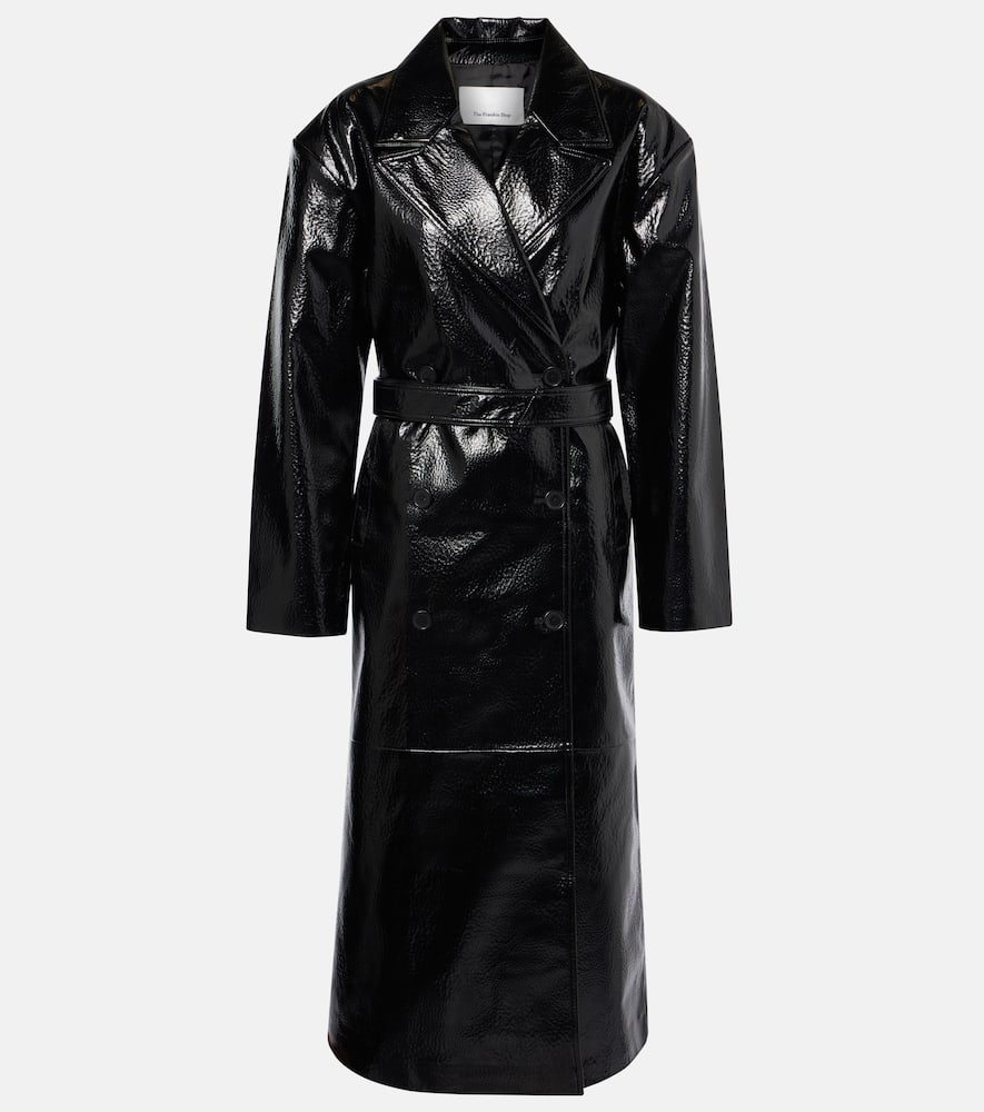 Tina faux leather trench coat