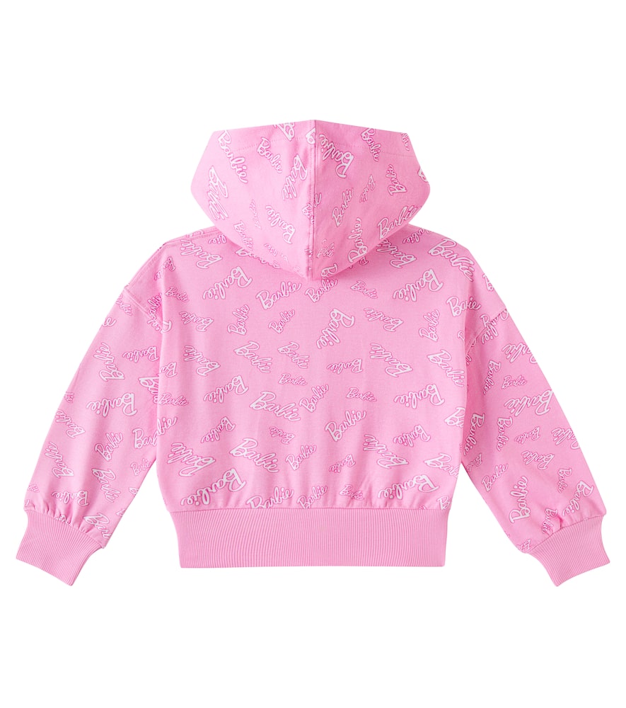 Monnalisa Pink Crop Sweatshirt For Girl With Barbie Printed In Rosa Peach