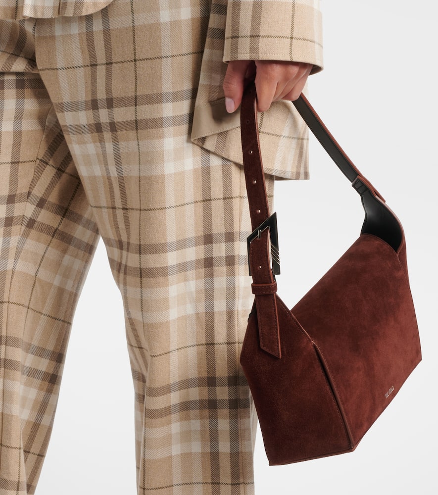 Shop Attico 7/7 Suede Shoulder Bag In Brown