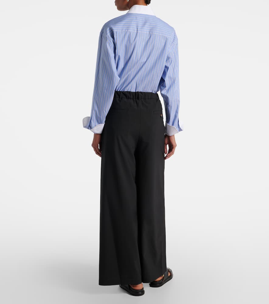 Marni High-rise Gingham Wide-leg Pants In Black