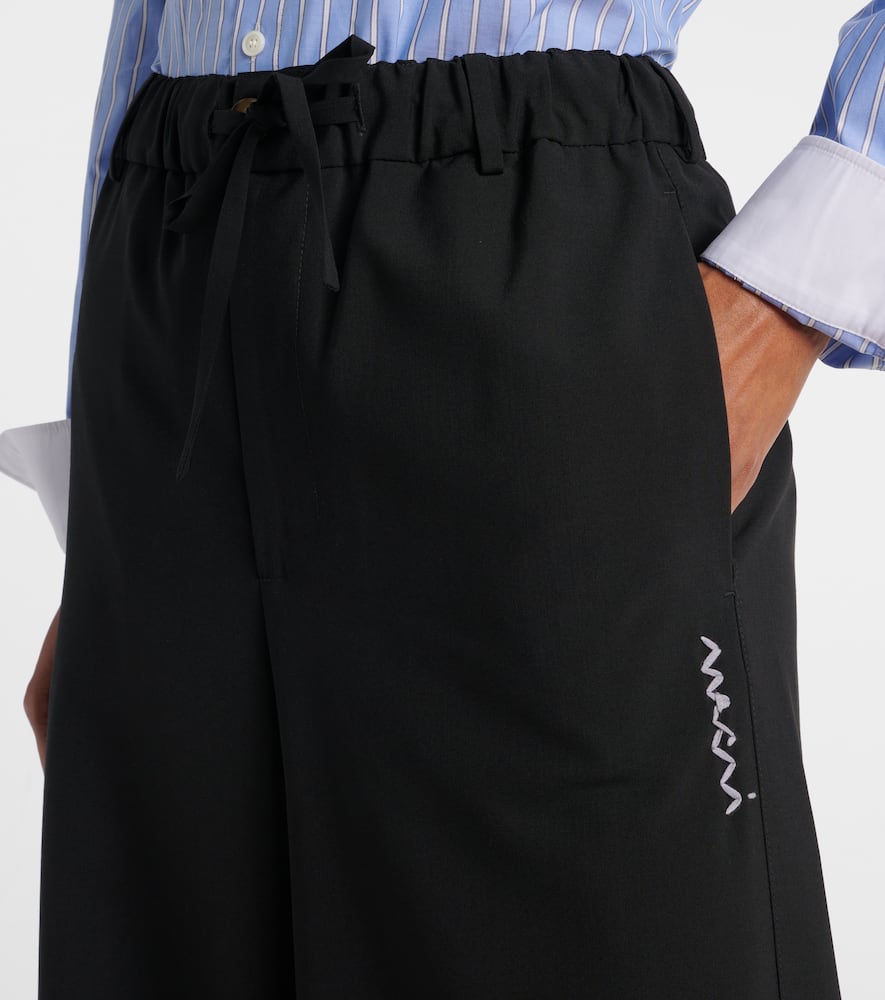 Marni High-rise Gingham Wide-leg Pants In Black