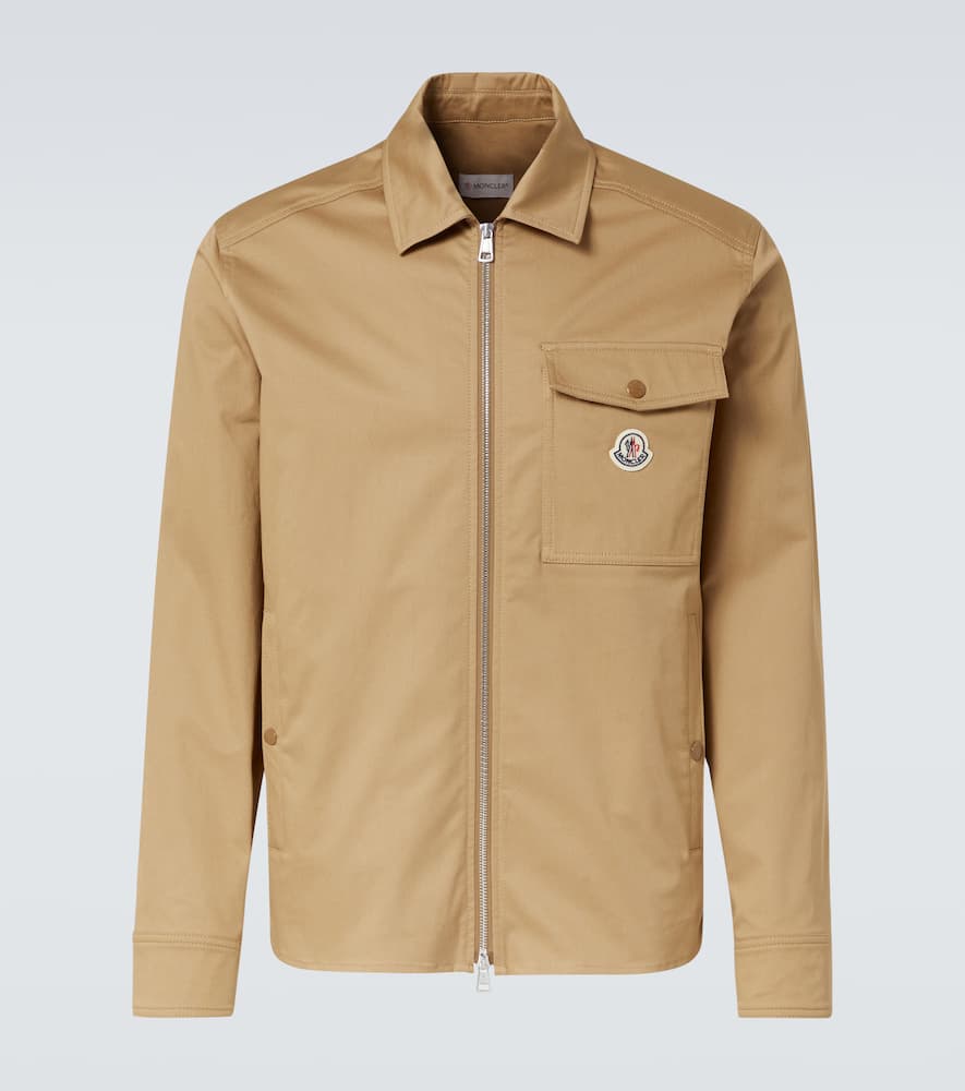 Moncler Cotton Blend Gabardine Shirt Jacket In Caramel