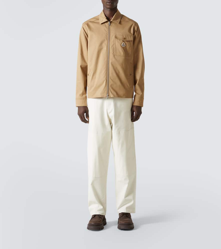 Moncler Cotton Blend Gabardine Shirt Jacket In Caramel