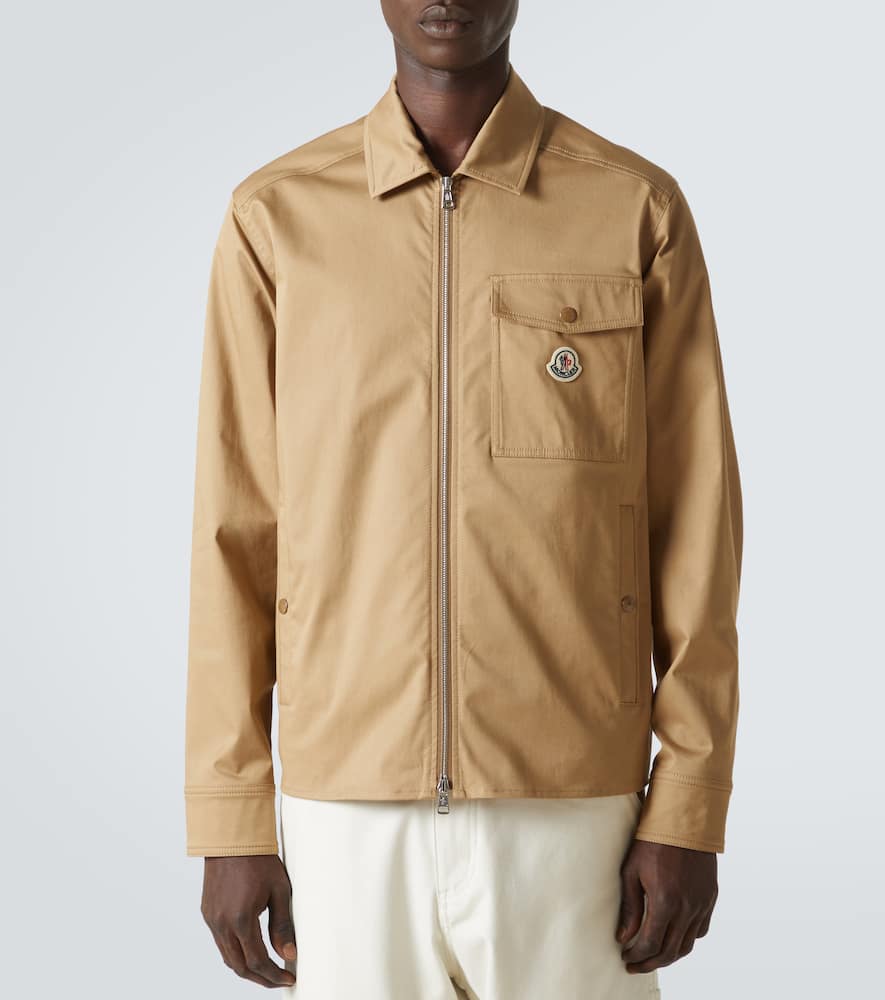 Moncler Cotton Blend Gabardine Shirt Jacket In Caramel