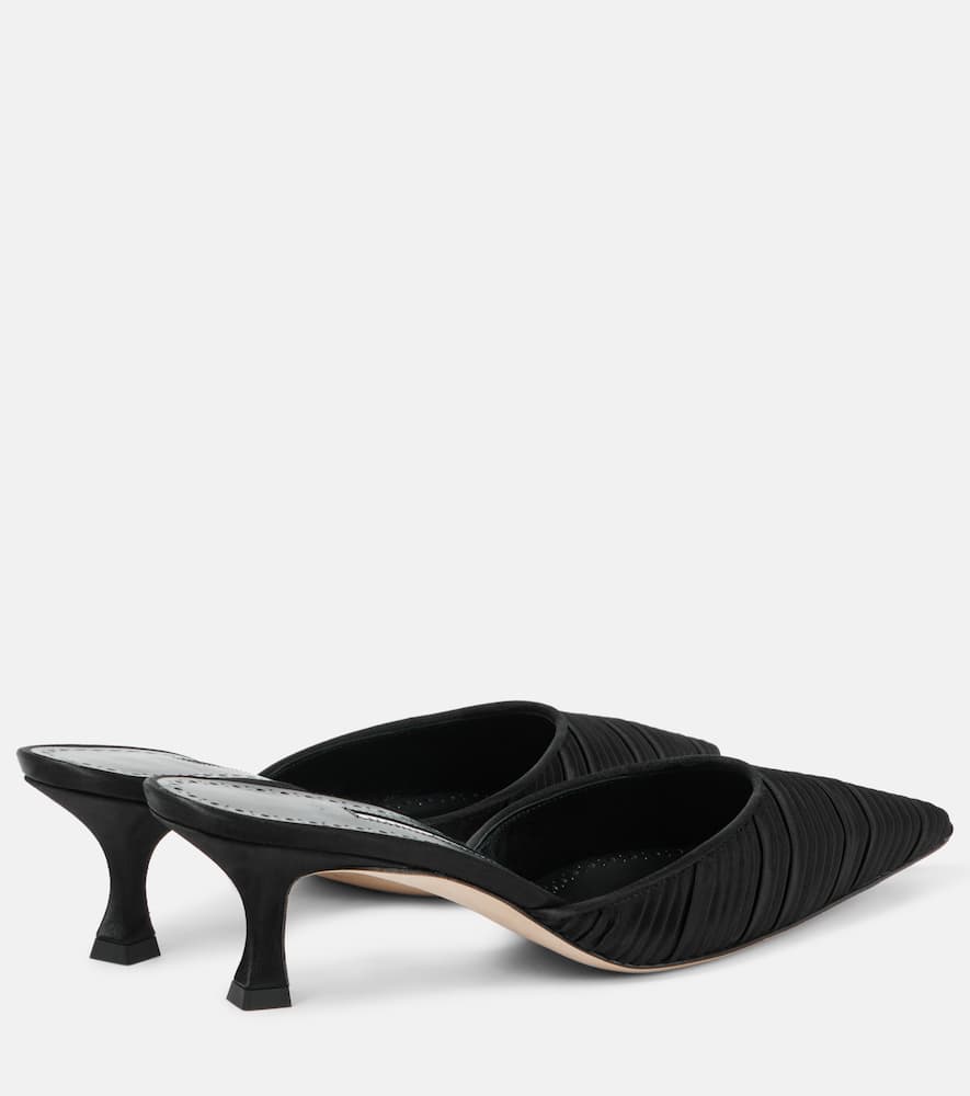 Manolo Blahnik Carolyne Pleated Satin Mule Pumps In Blue