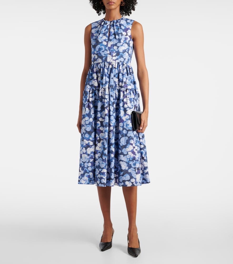 Erdem Floral-appliqué ruffled cotton cocktail dress