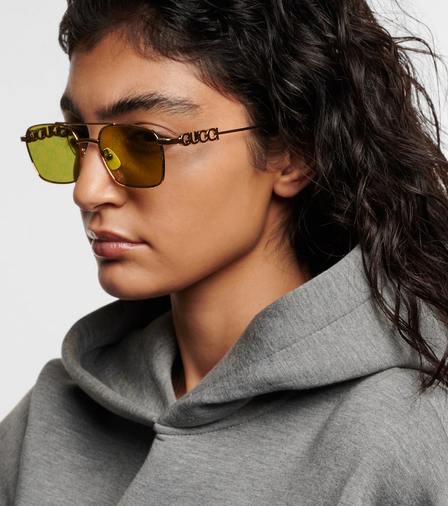Gucci Gg Rectangular Sunglasses In Green