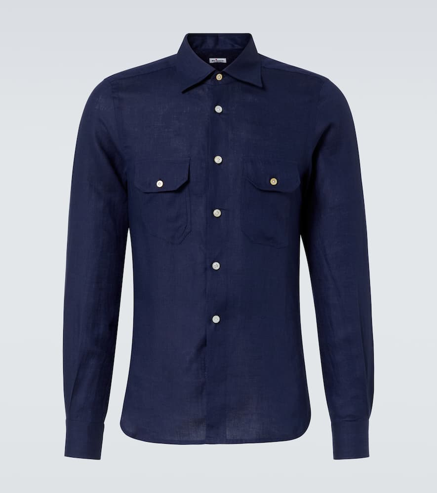 Shop Kiton Linen Shirt In Blue