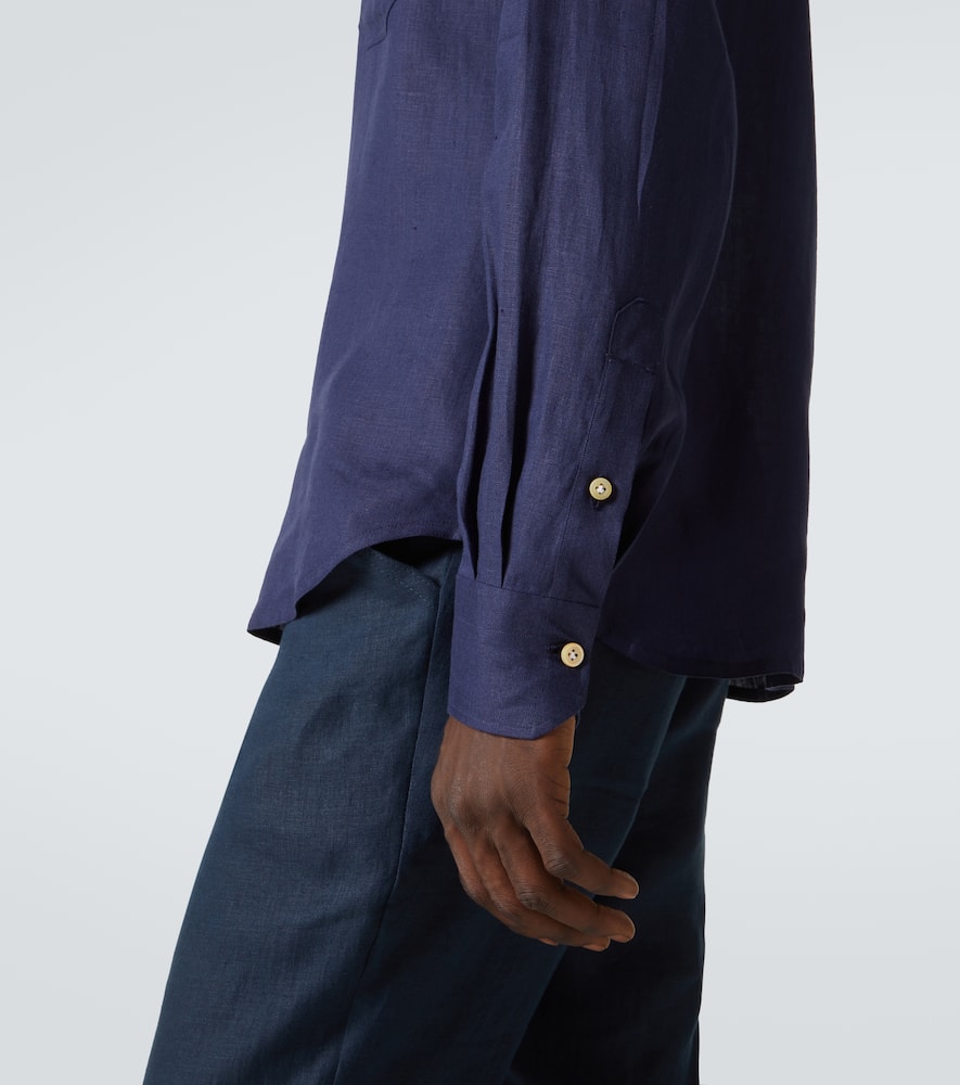 Shop Kiton Linen Shirt In Blue