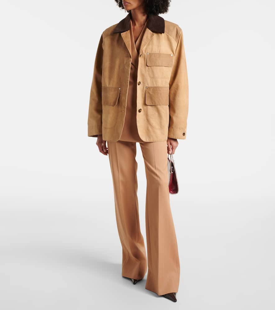 Stella Mccartney Corduroy-trimmed Washed Organic Cotton-canvas Jacket In Brown