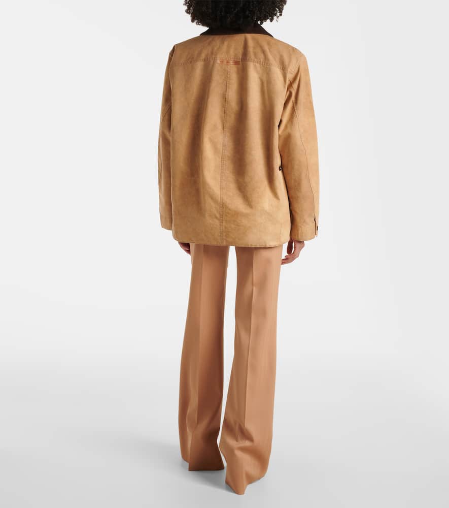Stella Mccartney Corduroy-trimmed Washed Organic Cotton-canvas Jacket In Brown