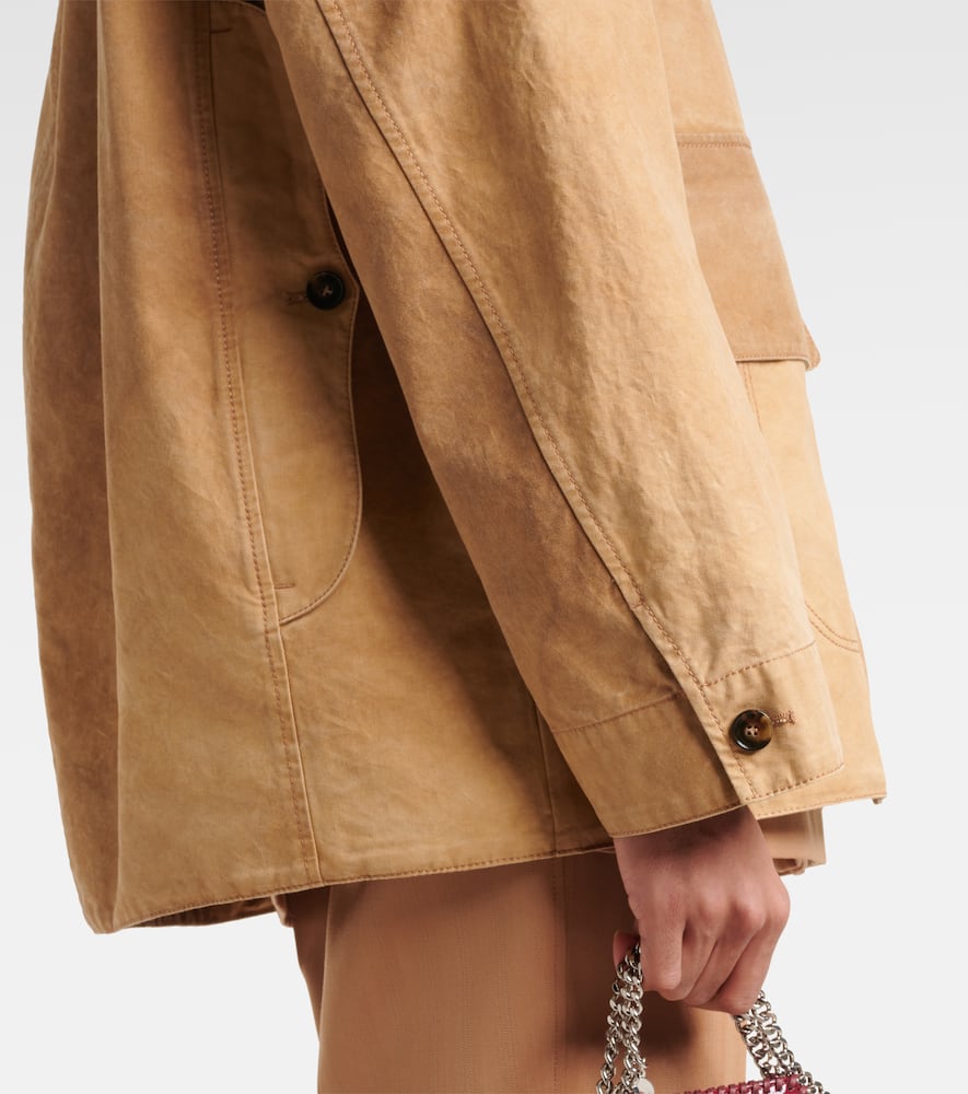 Stella Mccartney Corduroy-trimmed Washed Organic Cotton-canvas Jacket In Brown