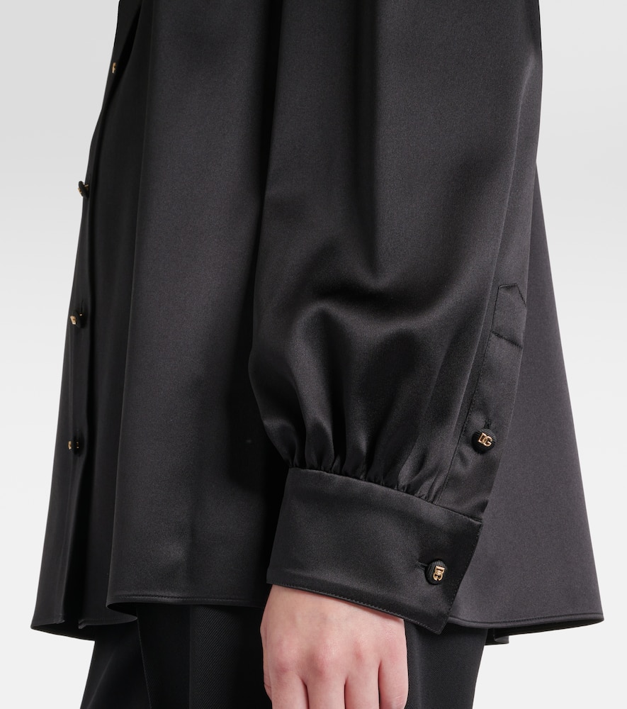 DOLCE & GABBANA TIE-NECK SILK-BLEND SATIN BLOUSE