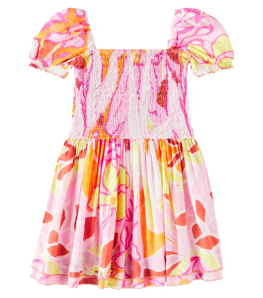 Poupette St Barth Bertha Shirred Cotton Dress In Pink