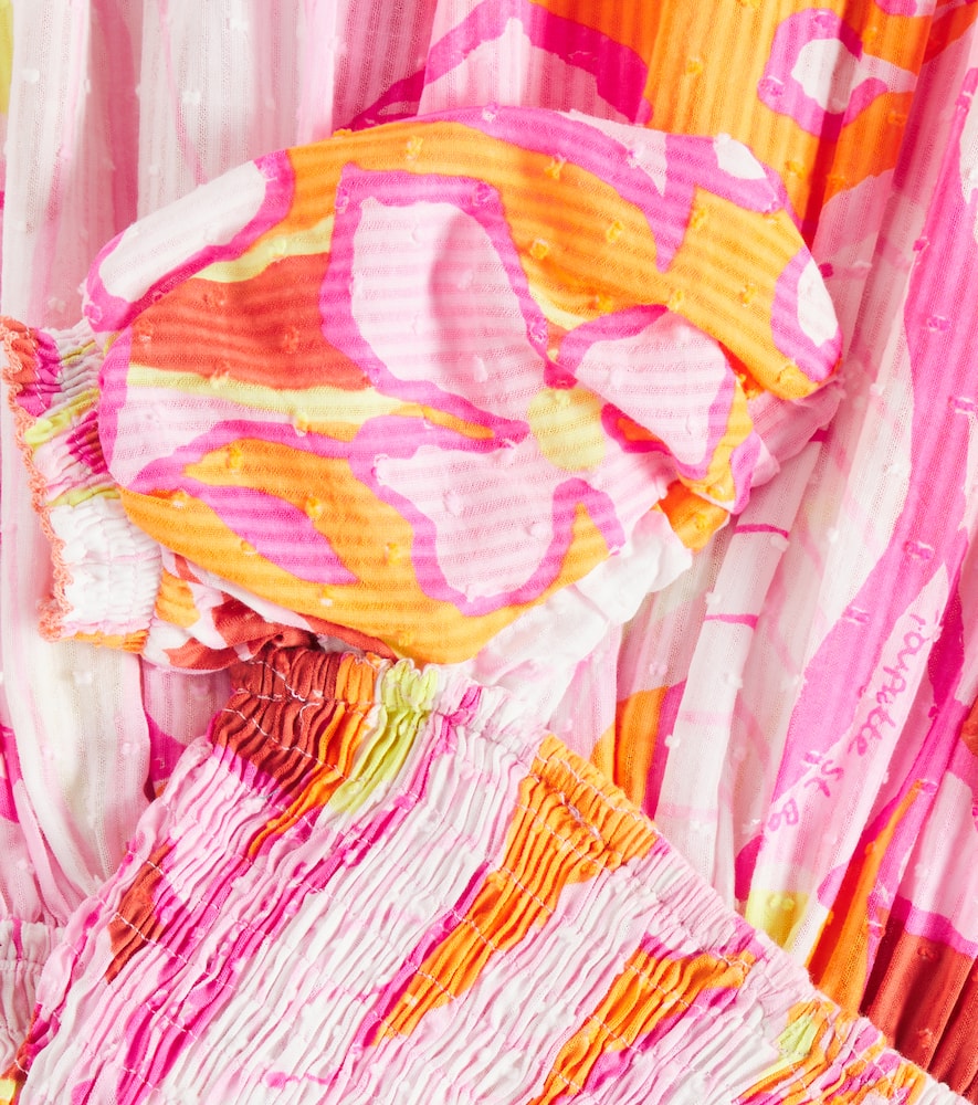 Poupette St Barth Bertha Shirred Cotton Dress In Pink