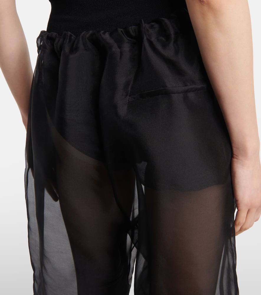 Shop Khaite Trenton Silk-blend Organza Wide-leg Pants In Black