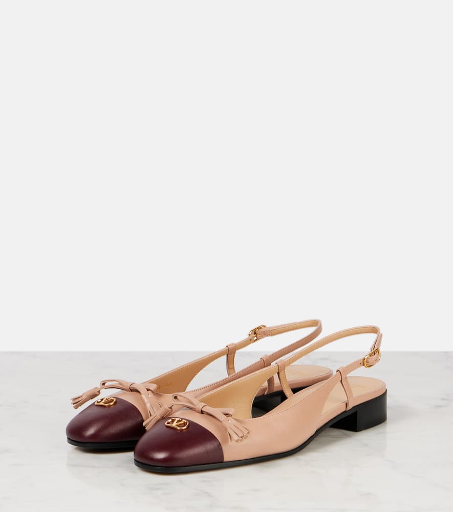 Valentino Valet Du Roi Leather Slingback Ballerina Flat In Nude