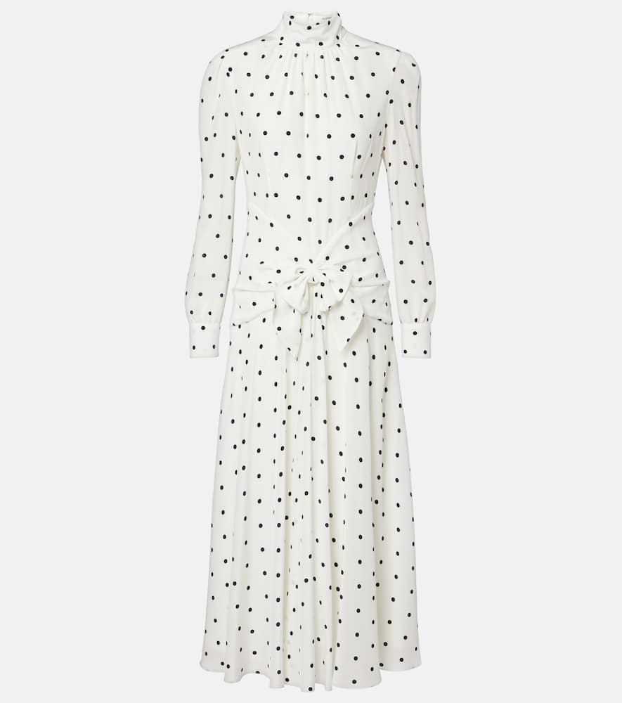 Polka-dot silk midi dress