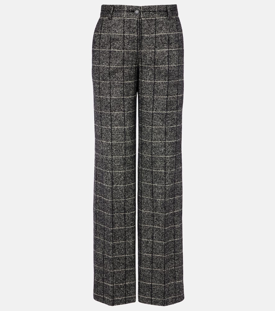 Dolce & Gabbana High-rise Wool-blend Wide-leg Pants In Gray
