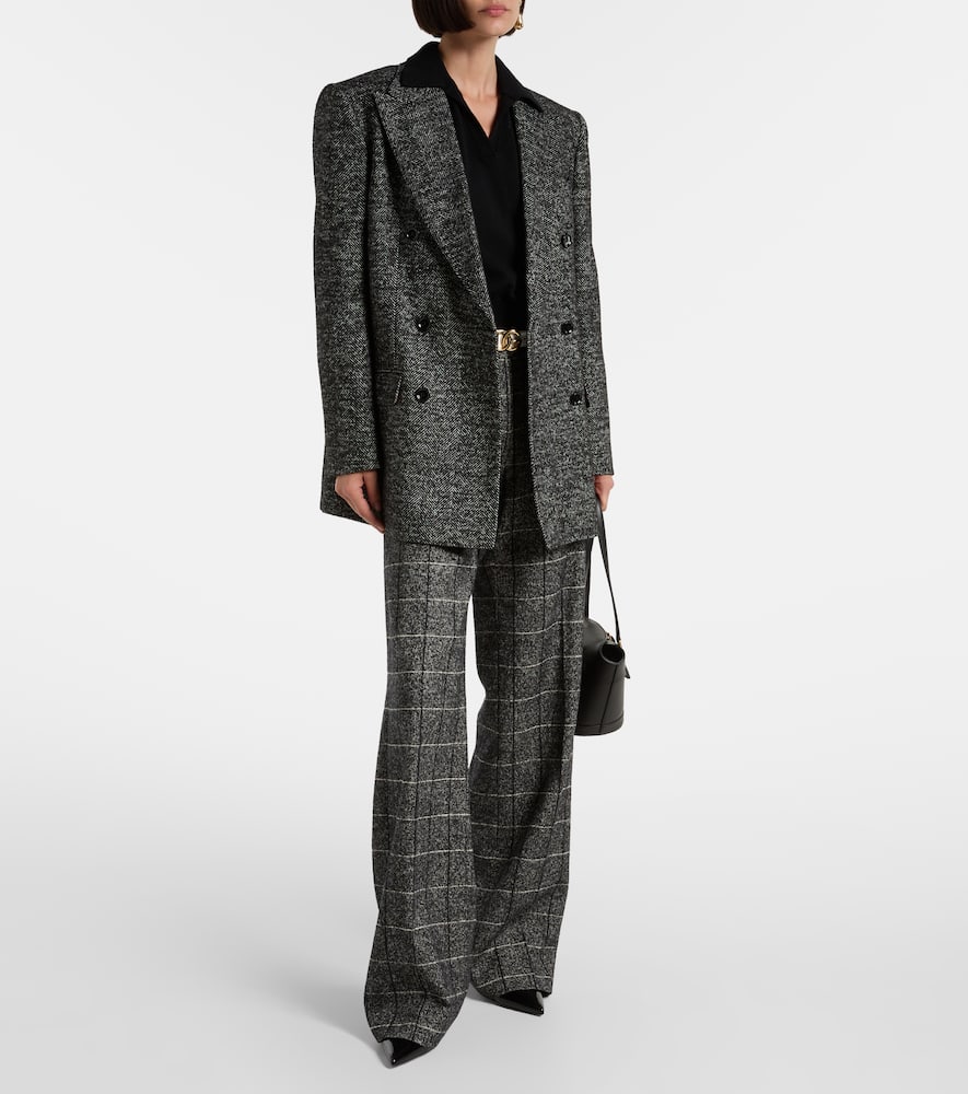 Dolce & Gabbana High-rise Wool-blend Wide-leg Pants In Gray