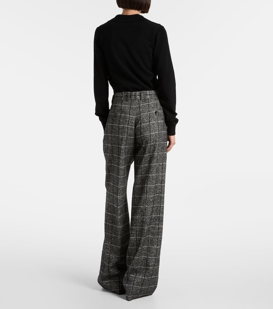 Dolce & Gabbana High-rise Wool-blend Wide-leg Pants In Gray