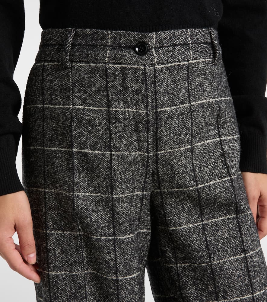 Dolce & Gabbana High-rise Wool-blend Wide-leg Pants In Gray