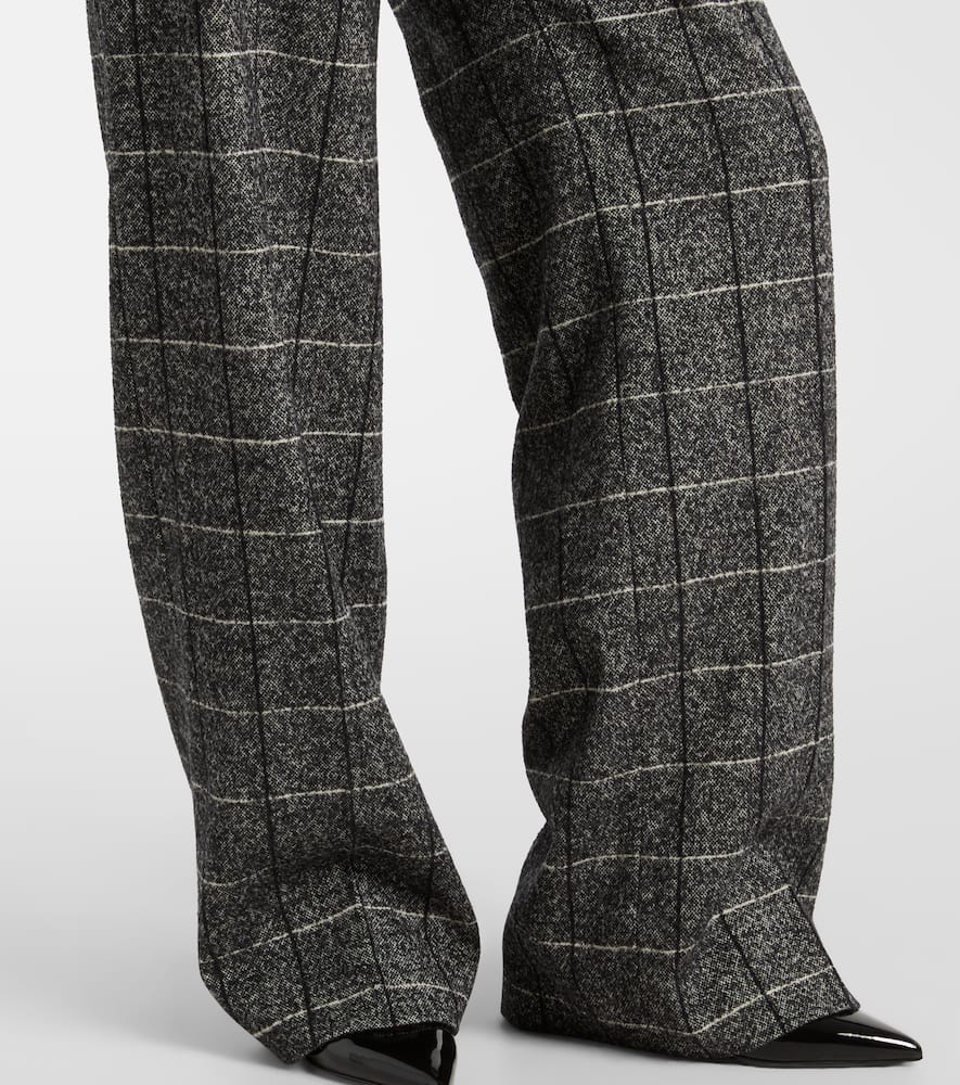 Dolce & Gabbana High-rise Wool-blend Wide-leg Pants In Gray