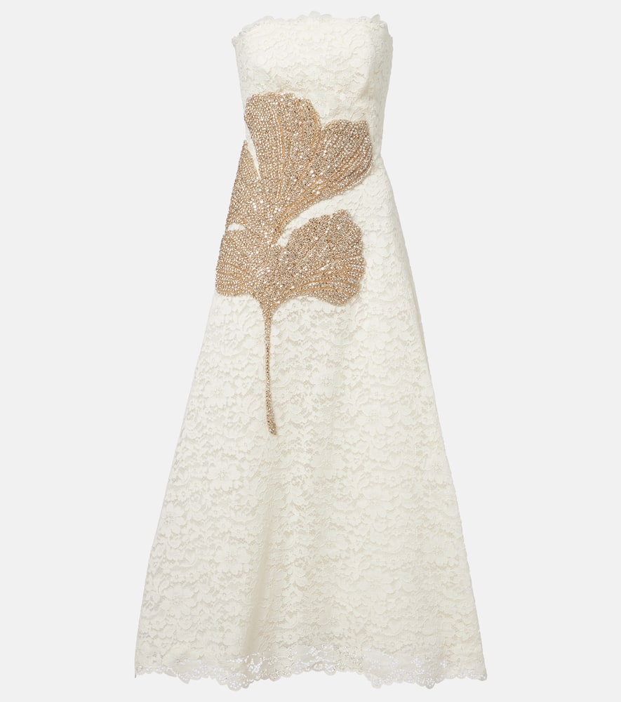 Costarellos Hallis Embellished Lace Cocktail Dress In White