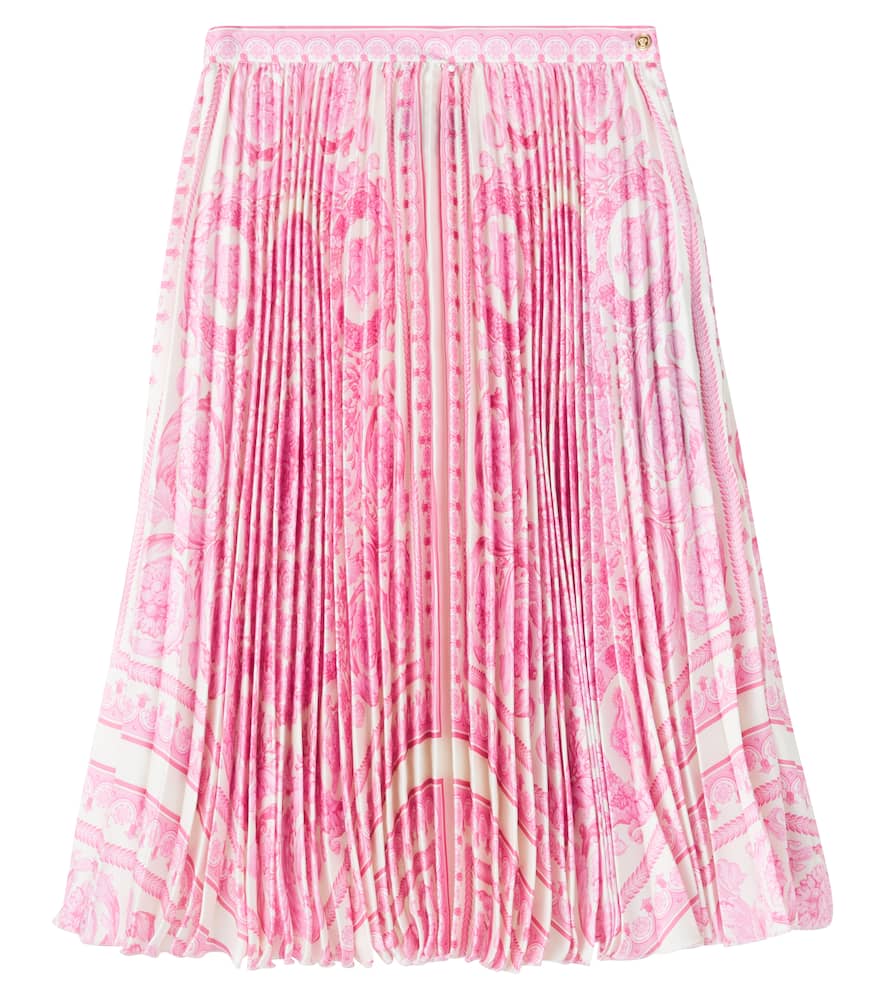 Versace Barocco Plissé Skirt In Pink