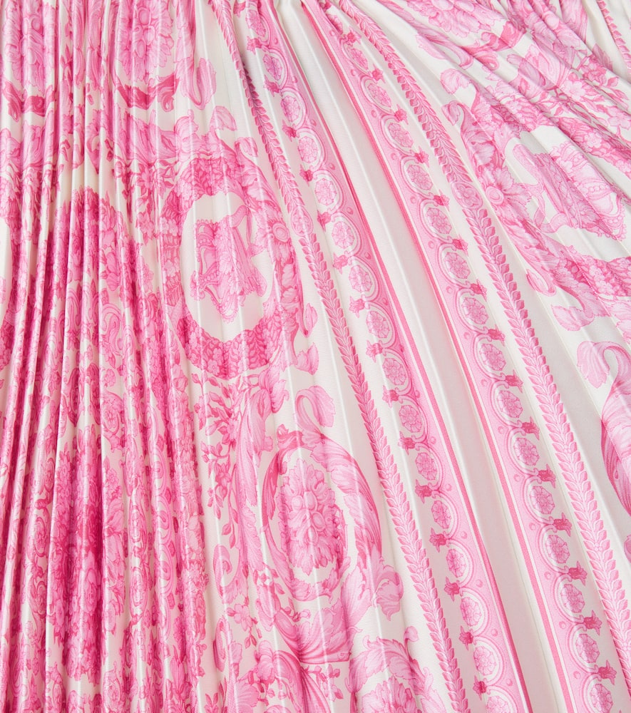 Versace Barocco Plissé Skirt In Pink