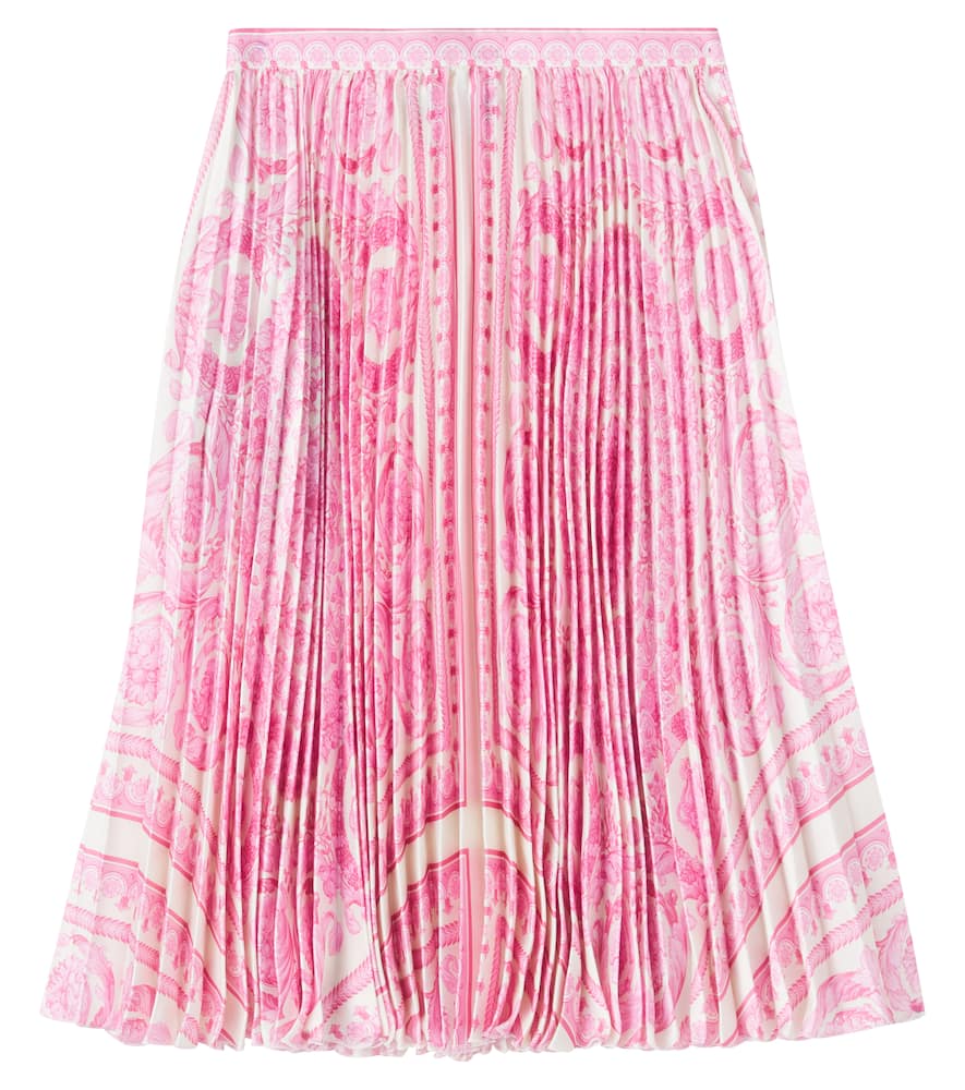 Versace Barocco Plissé Skirt In Pink
