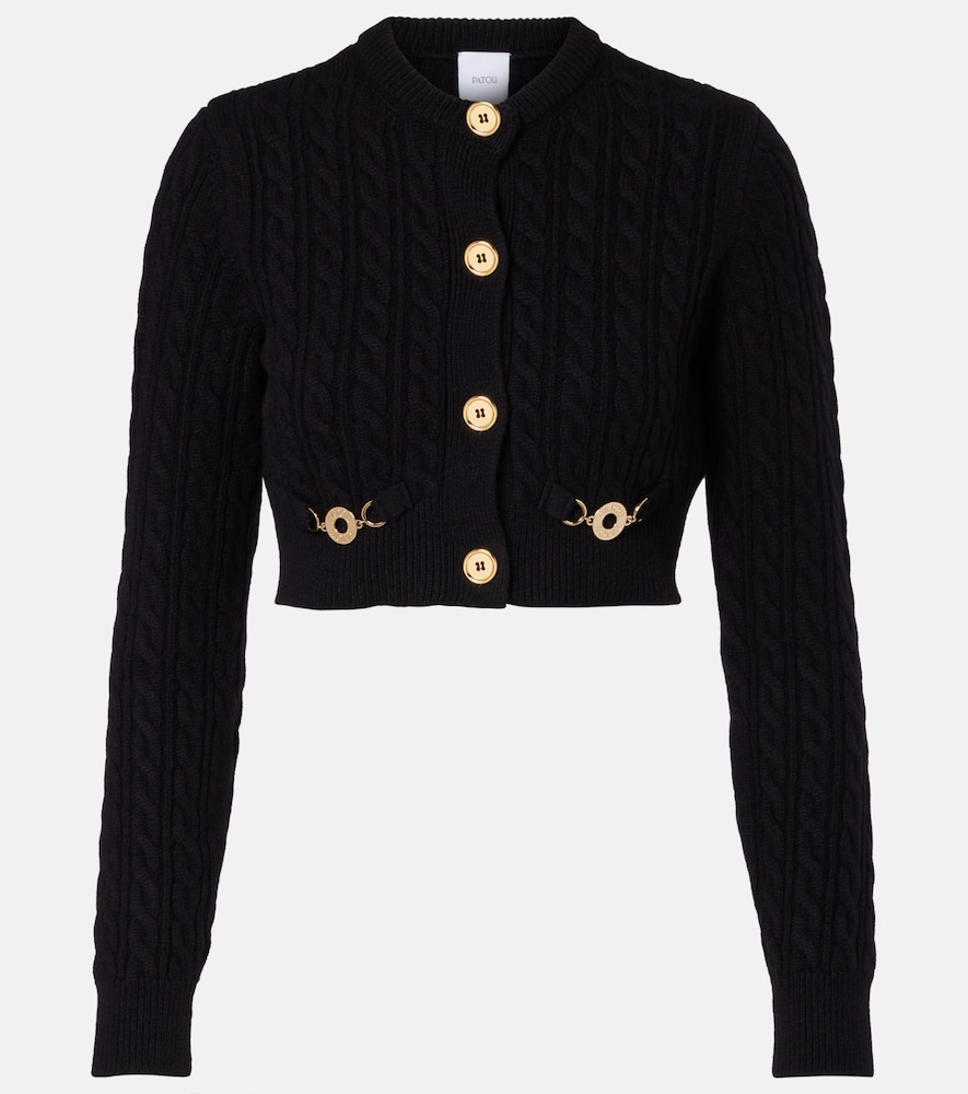 Patou Cable Knit Wool and Cashmere Cardigan
