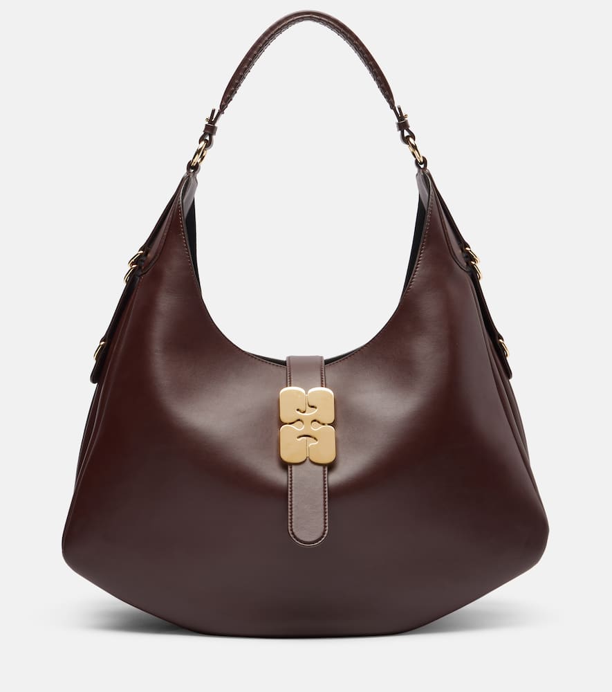Ganni Kat Large Shoulder Bag In Brown