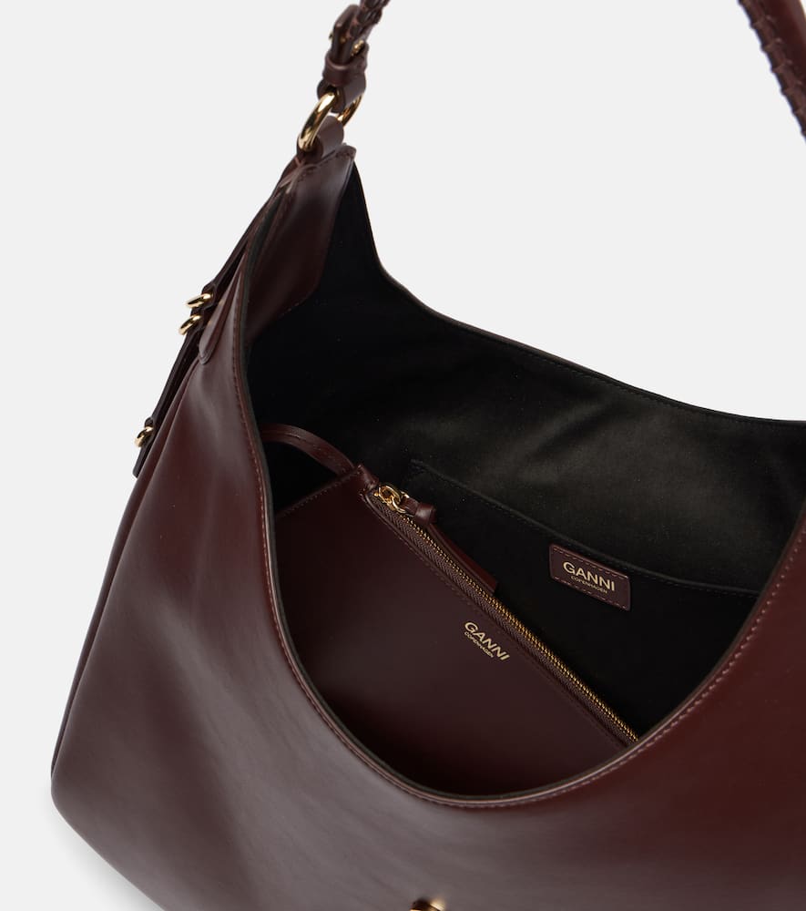 Ganni Kat Large Shoulder Bag In Brown
