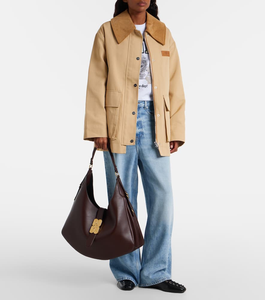 Ganni Kat Large Shoulder Bag In Brown