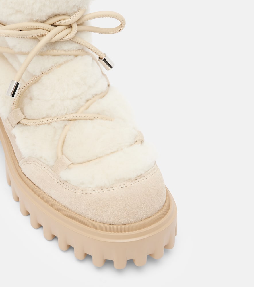 Hogan H700 Shearling-trimmed Suede Ankle Boots In Multi