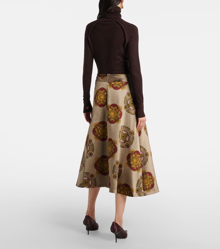 La Doublej Milano Printed Jacquard Midi Skirt In Gold